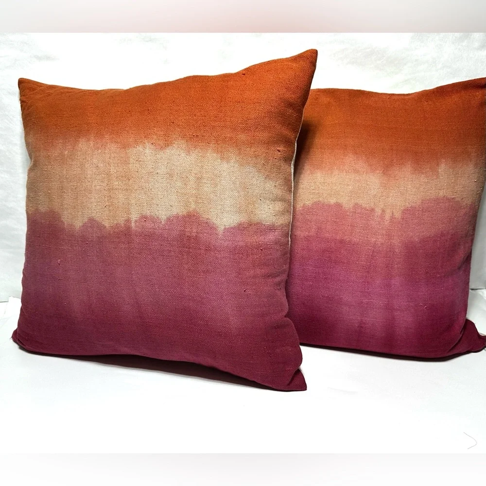 Orange and Pink Ombre Throw Pillows